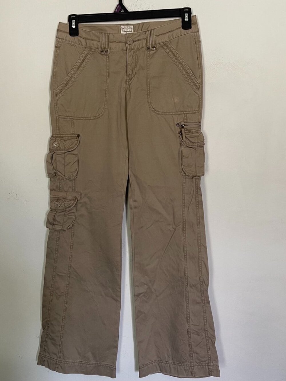 Aeropostale Cargo Pants Juniors 5/6L Khaki Tan Low Rise Y2K Utility T7